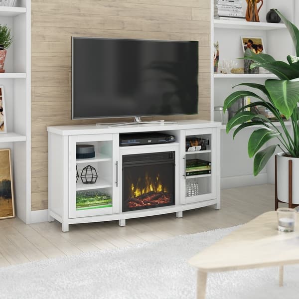 Rossville TV Stand for TVs up to 60" with Electric Fireplace, White